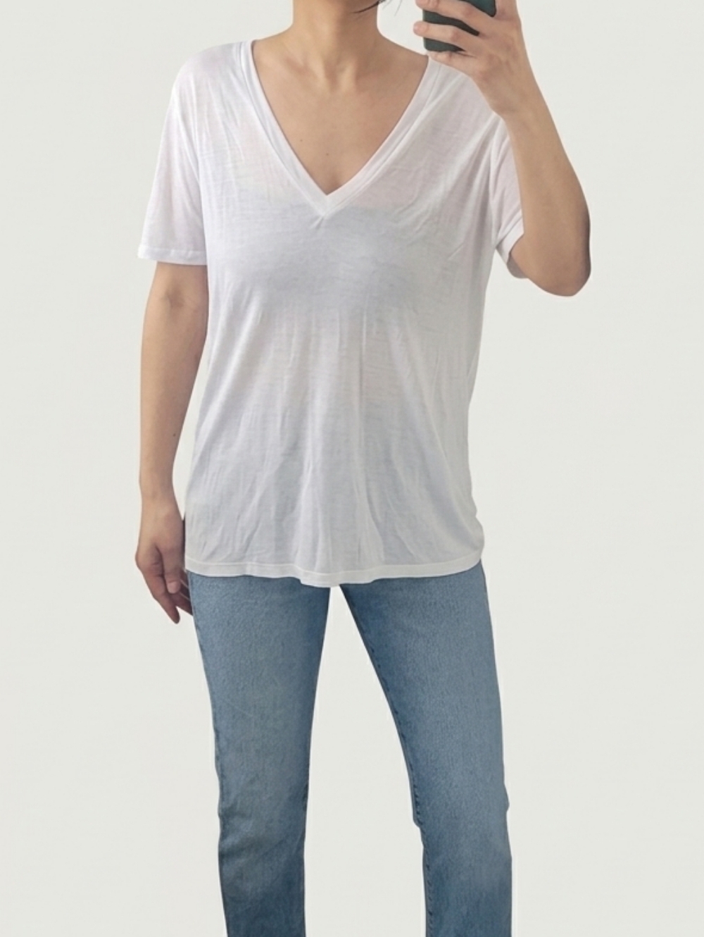 Zara Classic V-Neck Short Sleeve Tee - White